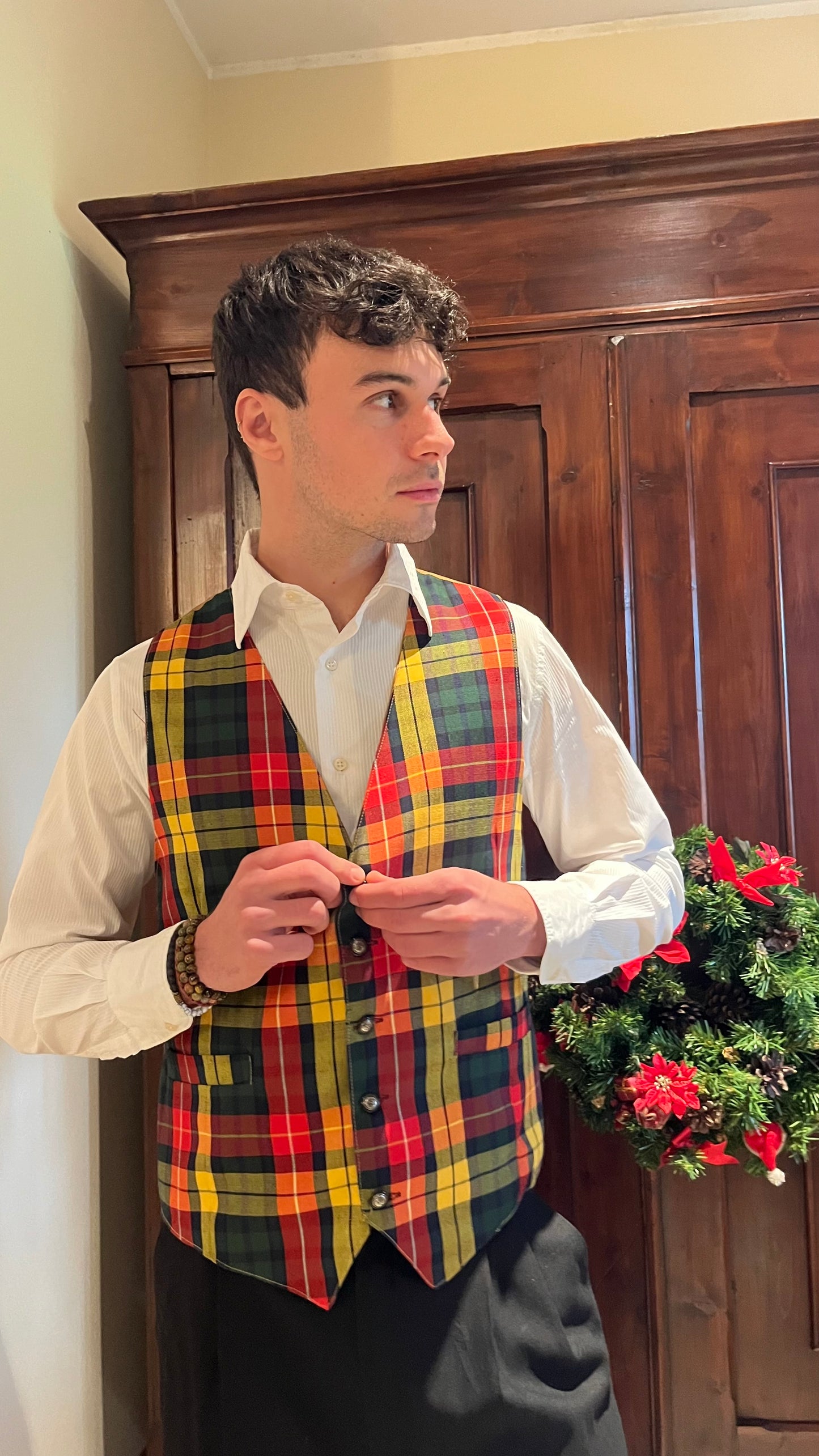 Gilet con fantasia tartan