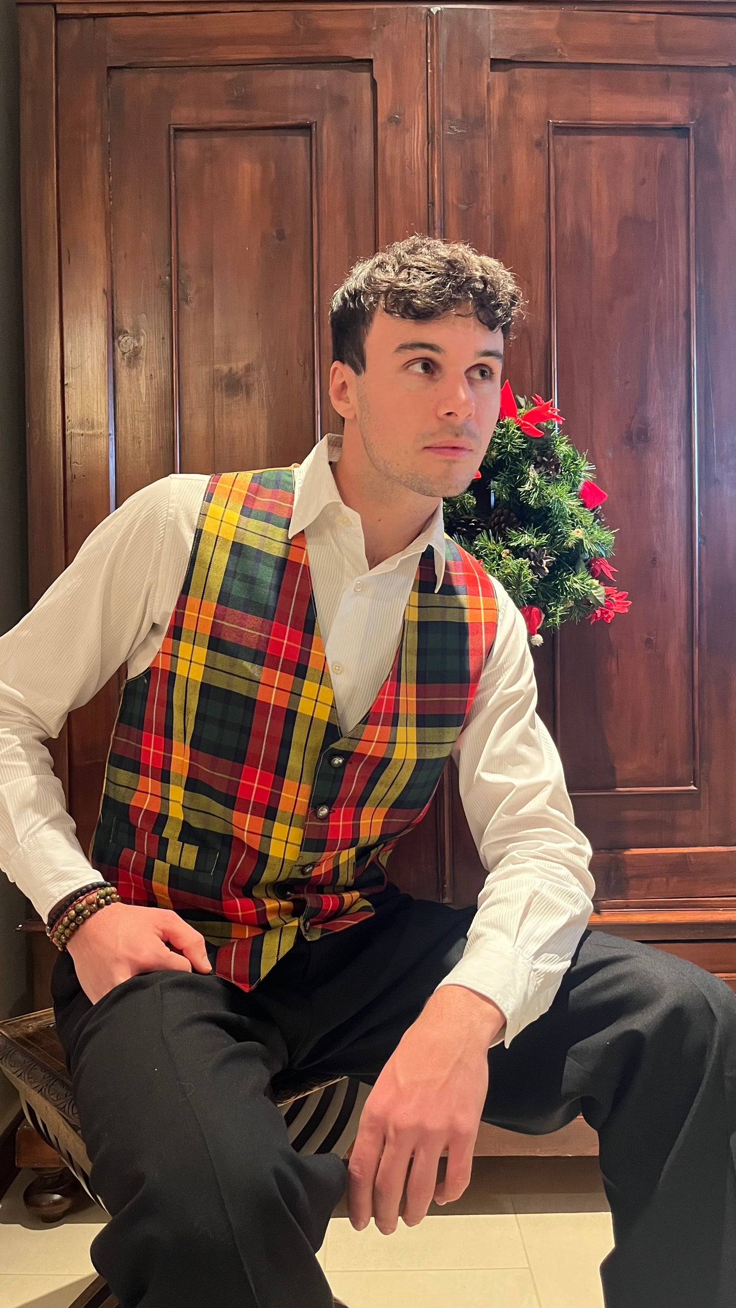 Gilet con fantasia tartan