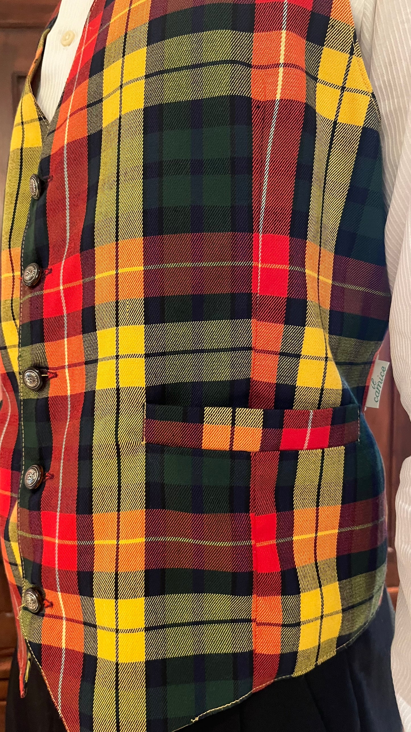Gilet con fantasia tartan