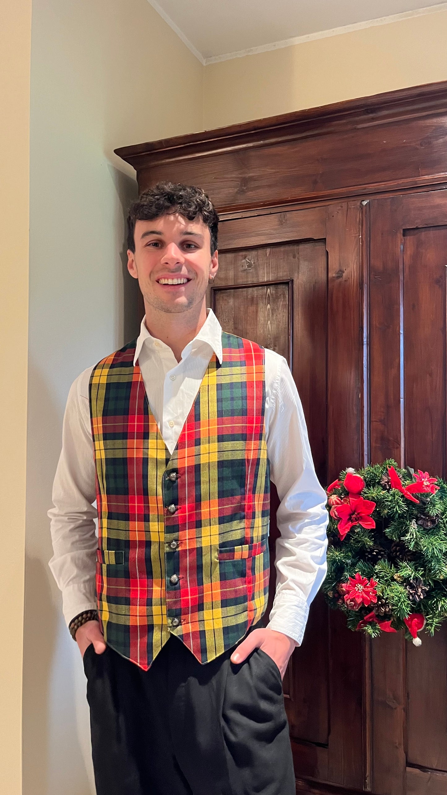 Gilet con fantasia tartan