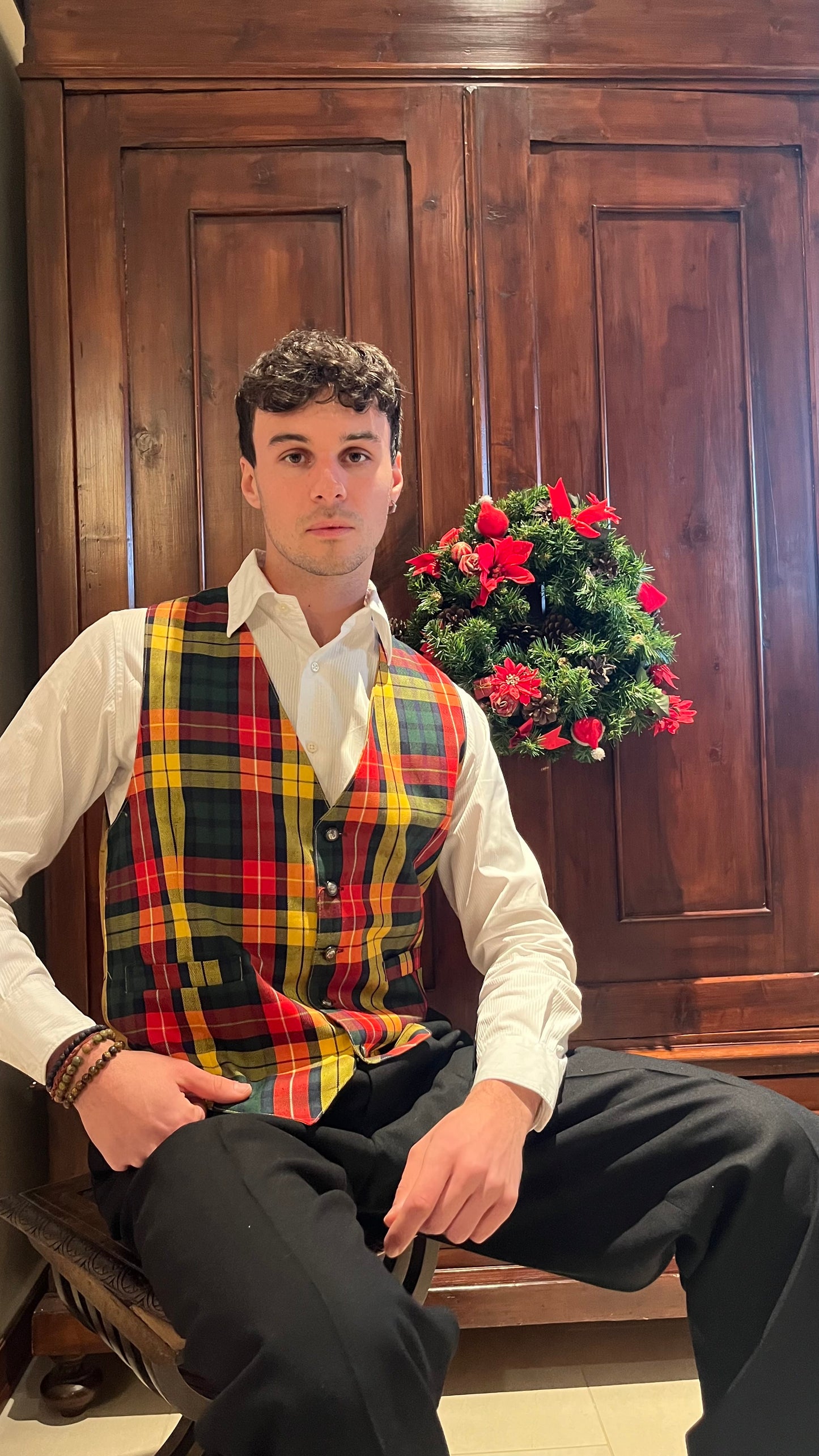 Gilet con fantasia tartan